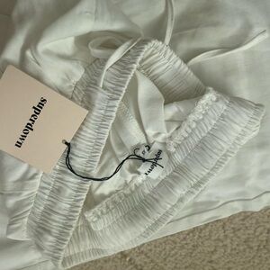 White Superdown Elastic Waist Pants